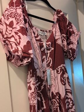 Petal & Pup Pink and Burgundy Floral Dress Aloha Wear